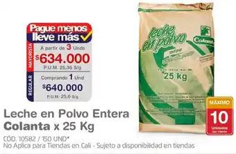 Makro Leche en Polvo Entera Colanta x 25 Kg oferta