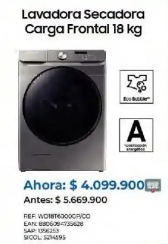 Olímpica Lavadora Secadora Carga Frontal 18 kg oferta