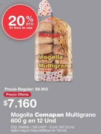 Makro Mogolla Comapan Multigrano 600 g en 12 Und oferta
