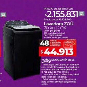 Olímpica Lavadora ZOÜ 20 kg oferta