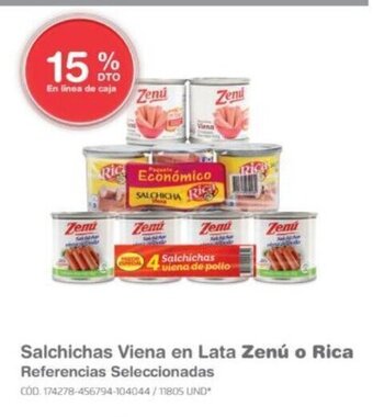 Makro Salchichas Viena en Lata Zenú o Rica Referencias Seleccionadas oferta