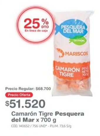 Makro Camarón Tigre Pesquera del Mar x 700 g oferta