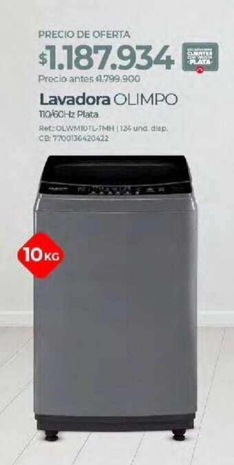 Olímpica Lavadora OLIMPO 110/60Hz Plata oferta