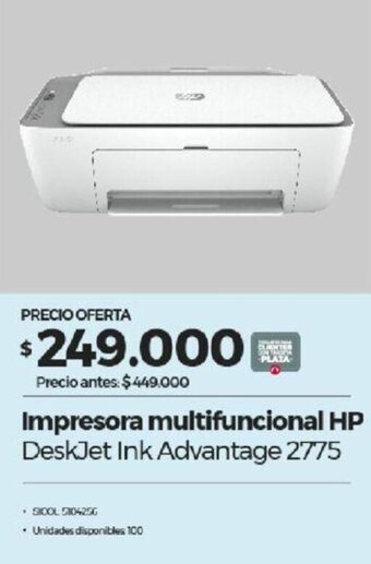 Olímpica Impresora multifuncional HP DeskJet Ink Advantage 2775 oferta