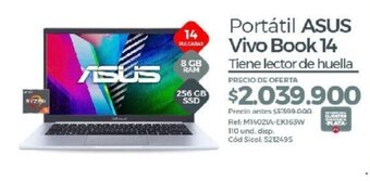 Olímpica Portátil ASUS Vivo Book 14 Tiene lector de huella oferta