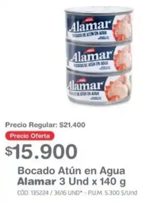 Makro Bocado Atún en Agua Alamar 3 Und x 140 g oferta