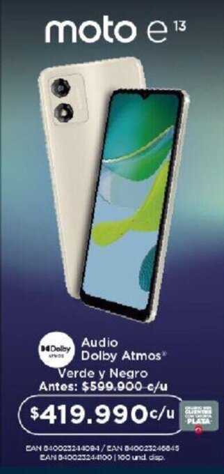 Olímpica moto e13 Audio Dolby Atmos Verde y Negro oferta