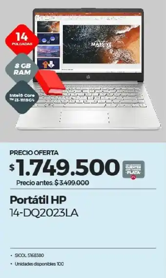 Olímpica Portátil HP 14-DQ2023LA oferta