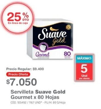 Makro Servilleta Suave Gold Gourmet x 80 Hojas oferta