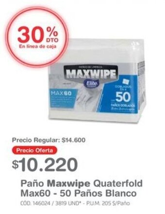 Makro Paño Maxwipe Quaterfold Max60 - 50 Paños Blanco oferta