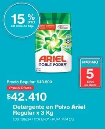 Makro Detergente en Polvo Ariel Regular x 3 Kg oferta