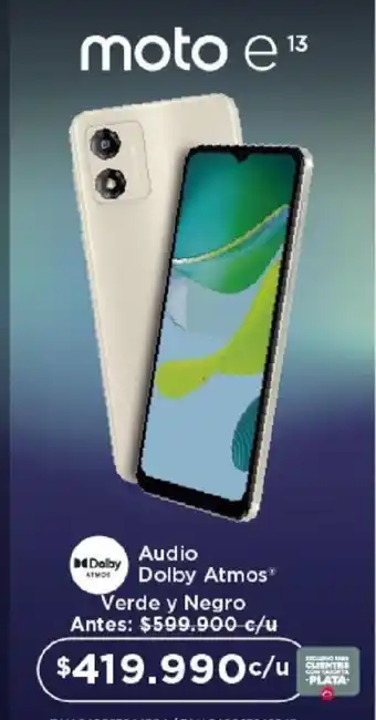 Olímpica moto e13 Audio Dolby Atmos Verde y Negro oferta