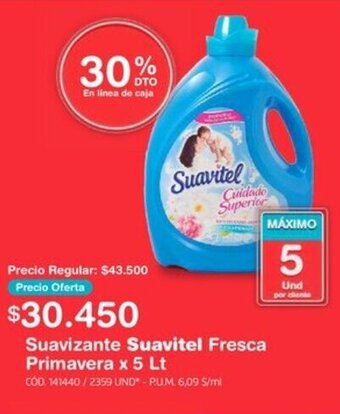 Makro Suavizante Suavitel Fresca Primavera x 5 Lt oferta