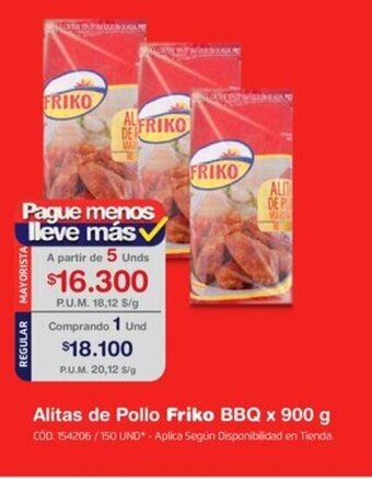 Makro Alitas de Pollo Friko BBQ x 900 g oferta