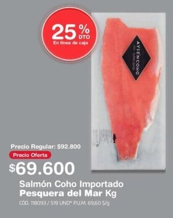 Makro Salmón Coho Importado Pesquera del Mar Kg oferta