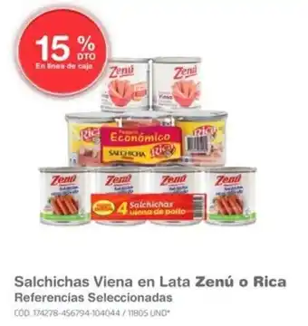 Makro Salchichas Viena en Lata Zenú o Rica Referencias Seleccionadas oferta