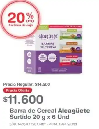 Makro Barra de Cereal Alcagüete Surtido 20 g x 6 Und oferta
