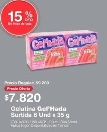 Makro Gelatina Gel'Hada Surtida 6 Und x 35 g oferta