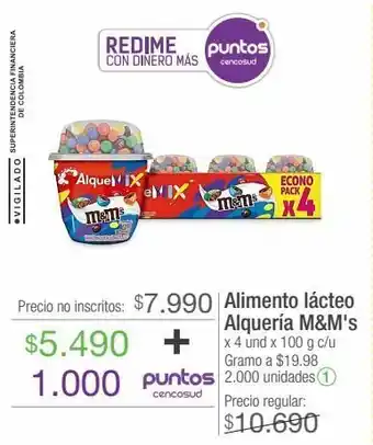 Jumbo Alimento lácteo alquería m&m's x 4un x 100g oferta
