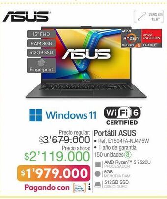 Jumbo Computador portátil asus oferta