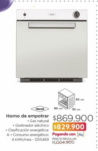 Easy Horno de empotrar haceb casia gas natural con gratinador oferta