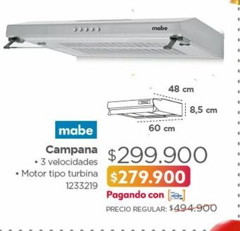 Easy Campana de pared 60cm inoxidable mabe cm6040xv0 oferta