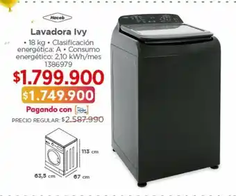 Easy Lavadora ivy 18 kg digital gris oferta