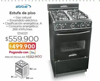 Easy Estufa de piso con horno abba at 101 5n n gas 4 puestos negro oferta