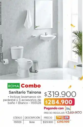 Easy Combo sanitario tairona blanco oferta