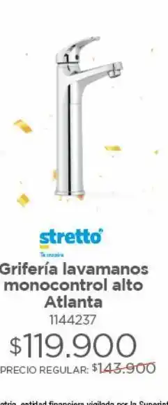Easy Grifería manomando lavatorio alto línea atlanta abs oferta