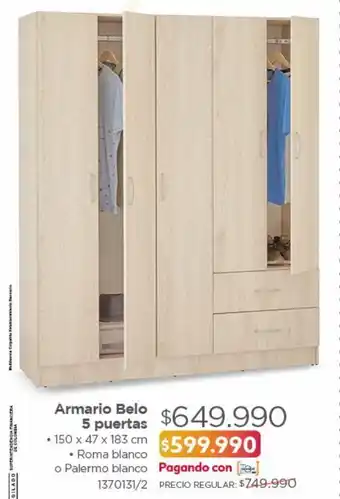 Easy Closet belo 5 puertas 150x47x183cm roma blanco oferta