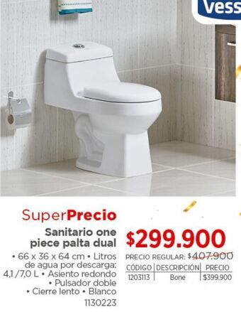 Easy Sanitario 1 pieza palta dual blanco oferta