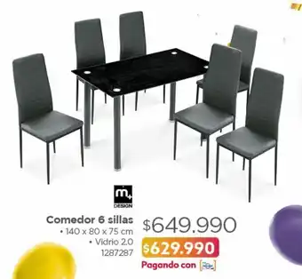 Easy Comedor 6 sillas140x80x75 vidrio 2.0 oferta
