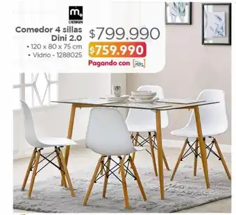 Easy Comedor 4s dini 2.0 120x80x75 vidrio oferta