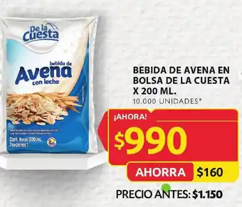 Ara BEBIDA DE AVENA EN BOLSA DE LA CUESTA X 200 ML. oferta