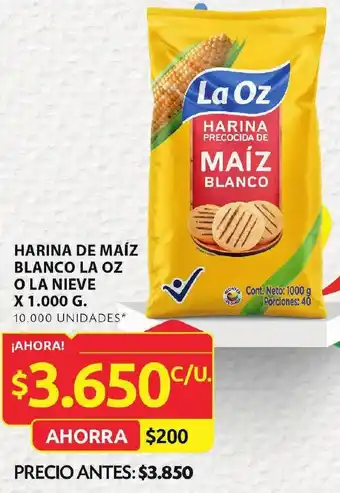 Ara HARINA DE MAÍZ BLANCO LA OZ O LA NIEVE X 1.000 G. 10.000 UNIDADES* oferta