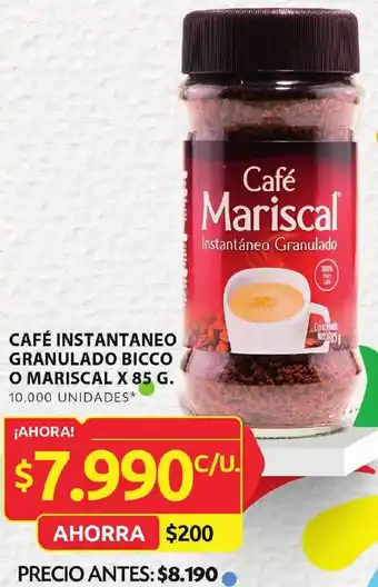 Ara CAFÉ INSTANTANEO GRANULADO BICCO O MARISCAL X 85 G. 10.000 UNIDADES* oferta