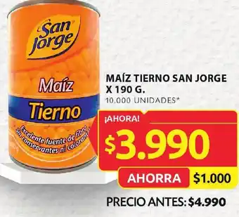 Ara MAÍZ TIERNO SAN JORGE X 190 G. 10.000 UNIDADES* oferta