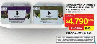Ara INFUSIÓN PARA LA NOCHE O DE MANZANILLA LIMÓN MIEL X 20 SOBRES / 30 G. 10.000 UNIDADES* oferta