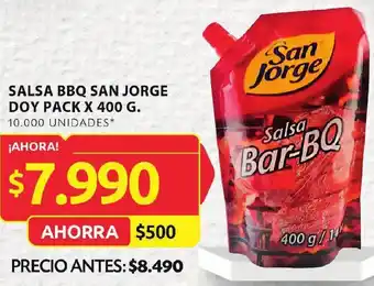 Ara SALSA BBQ SAN JORGE DOY PACK X 400 G. 10.000 UNIDADES* oferta