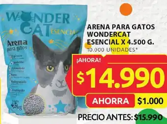 Ara ARENA PARA GATOS WONDERCAT ESENCIAL X 4.500 G. 10.000 UNIDADES* oferta