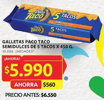 Ara GALLETAS PACO TACO SEMIDULCES DE 5 TACOS X 450 G. oferta