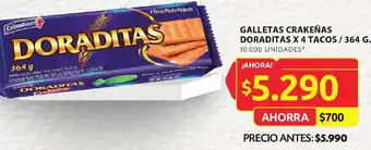 Ara GALLETAS CRAKEÑAS DORADITAS X 4 TACOS / 364 G. 10.000 UNIDADES* oferta