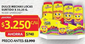 Ara DULCE MECHAS LOCAS SURTIDO X 33,25 G. 10.000 UNIDADES* oferta