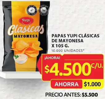 Ara PAPAS YUPI CLÁSICAS DE MAYONESA X 105 G. 10.000 UNIDADES* oferta