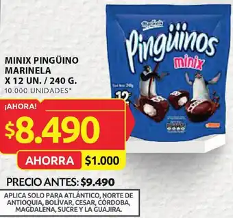 Ara MINIX PINGÜINO MARINELA X 12 UN. / 240 G. 10.000 UNIDADES* oferta
