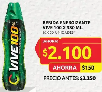 Ara BEBIDA ENERGIZANTE VIVE 100 X 380 ML. 10.000 UNIDADES* oferta