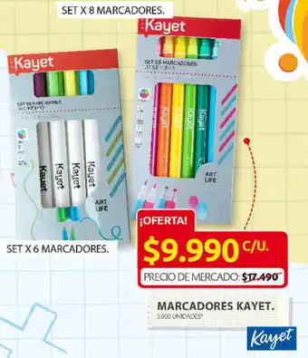 Ara SET X 8 MARCADORES. MARCADORES KAYET. 3.000 UNIDADES* oferta