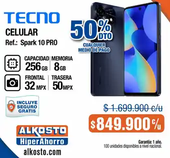 Alkosto TECNO CELULAR Ref.: Spark 10 PRO oferta