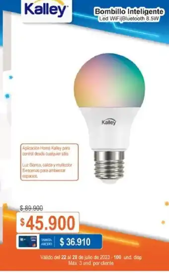 Alkosto Kalley Bombillo Inteligente Led WiFi Bluetooth 8.5W oferta